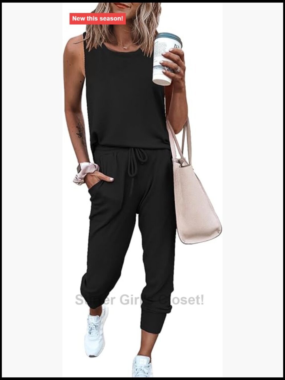 Sleeveless Tank Top & Drawstring Jogger Set - 2 Piece Lounge Outfit
